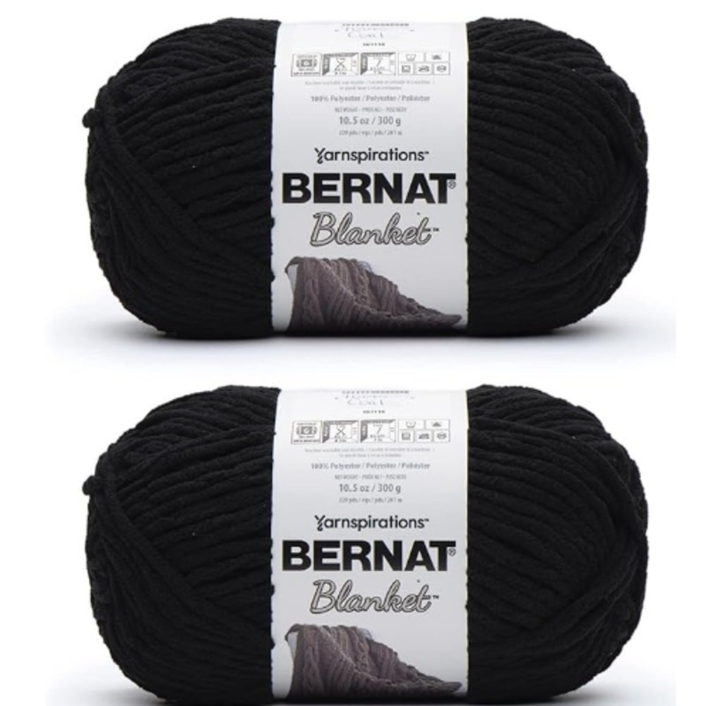 Bernat Blanket Coal Yarn - 2 Pack of‎ 300g/10.5oz - Polyester - 220 Yards
